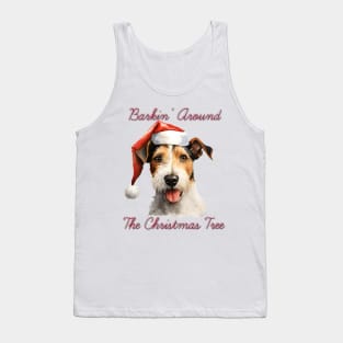 Christmas Fox Terrier Dog in Santa Hat Tank Top